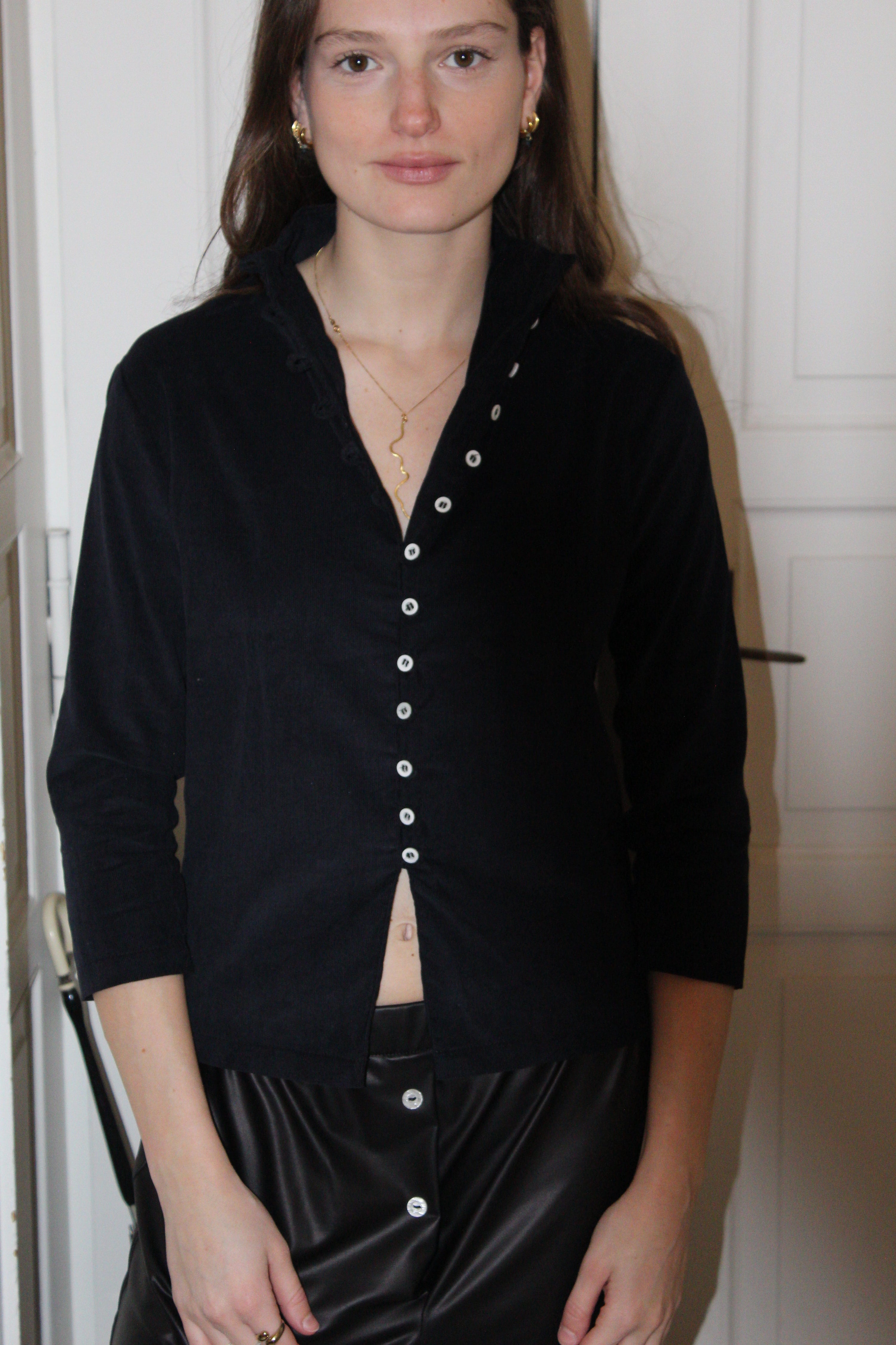 Top Kiki Velluto Blu Long